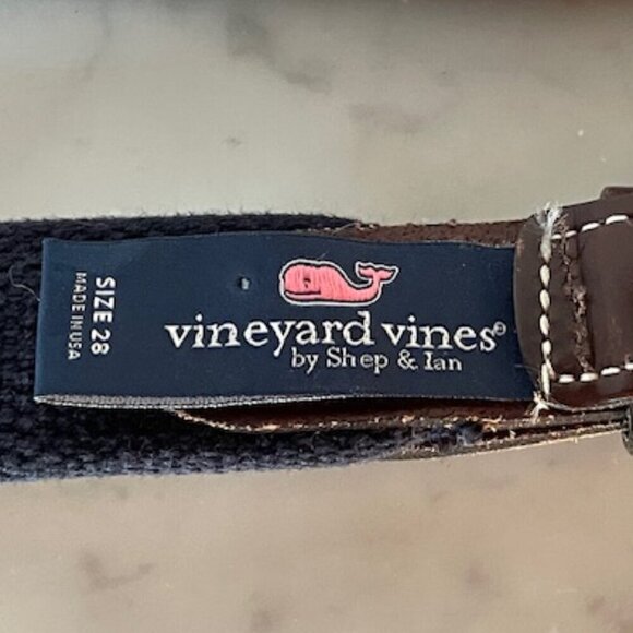 VINEYARD VINES Red Truck Christmas Tree Leather Fabric Canvas Belt 28 - Picture 11 of 16
